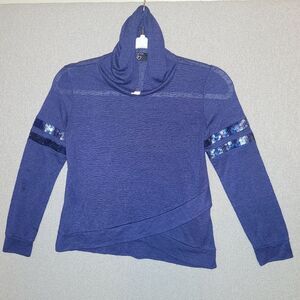 It's Our Time Thin Blue with Sequin Stripes Hooded Top
